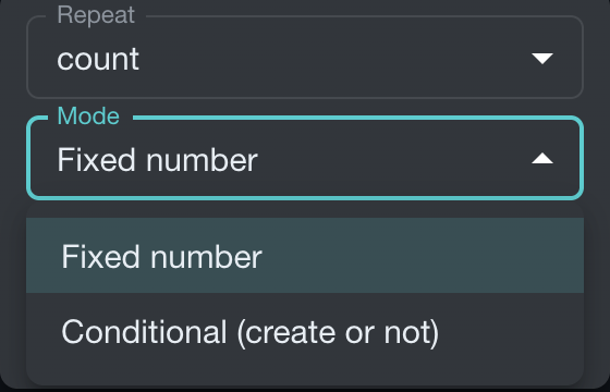 Assembly Line count form showing fixed-number and conditional modes